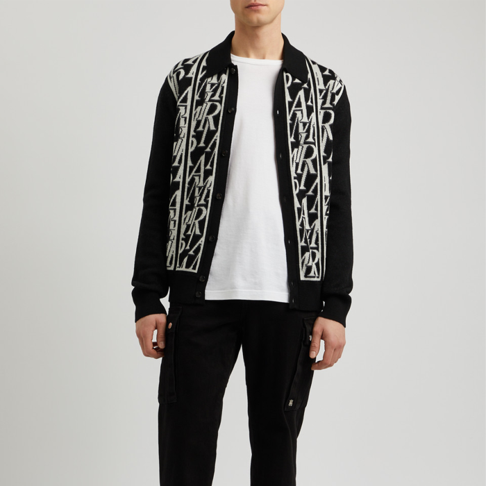 Amiri Logo Intarsia Wool Cardigan