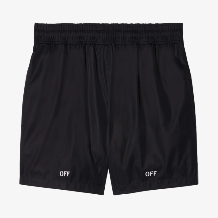 Off White Logo Print Swim Shorts