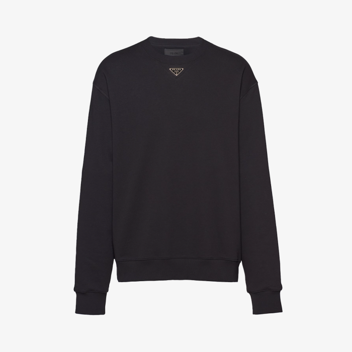 Prada Oversized Cotton Sweatshirt With Triangle Logo