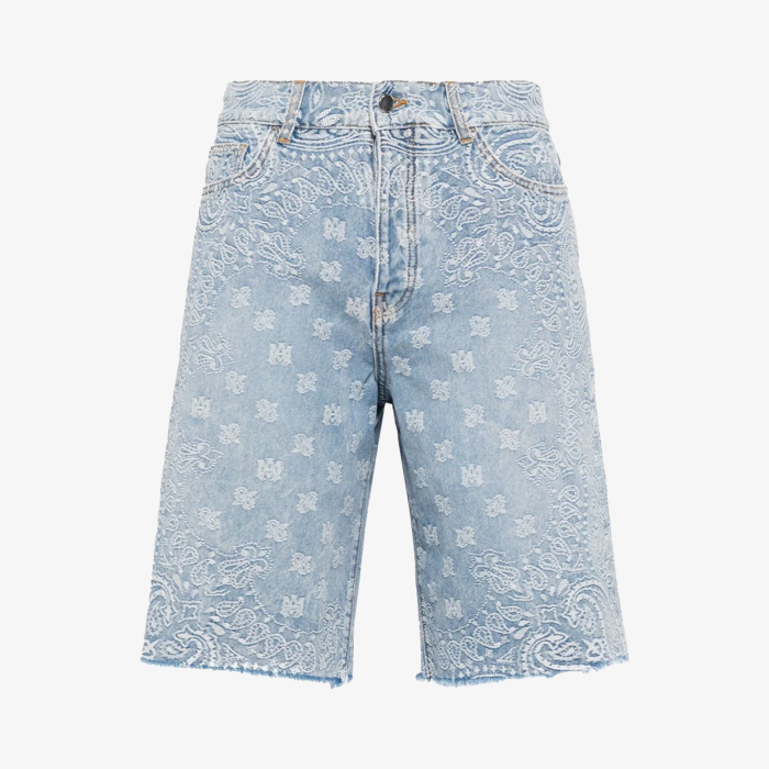 Amiri Bandana Jacquard Denim Shorts